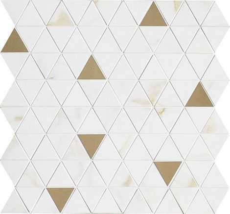 Мозаика Allmarble Wall Mosaico Golden White Tria Satin