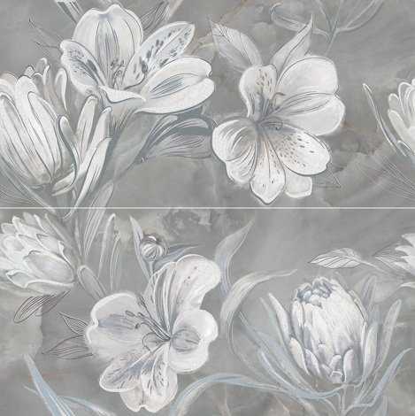 Панно Opale Grey Flower (из 2-х плиток) 63x63