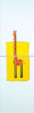Панно Зоопарк жираф на желтом из 2-х плиток 20x66