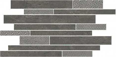 Декор Ламелла мозаичный серый темный 25x50